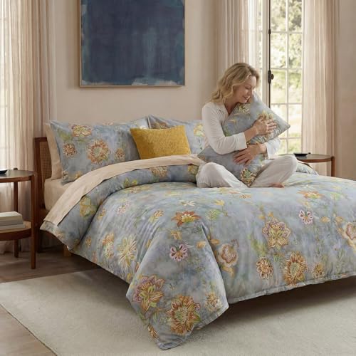 Cozaline 100% Cotton Duvet Cover Queen Size Farmhouse Boho Duvet Cover Set with Zipper Closure & Corner Ties, 3-Piece Ultra Soft & Breathable Bedding Set for All Seasons - Image 4