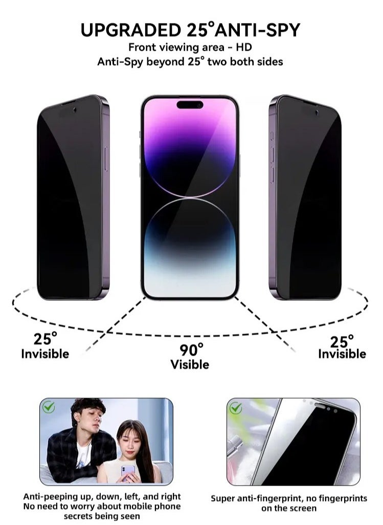 Color Fans iPhone 14 Plus/ 13 Pro Max Privacy Screen Protector (2023 Dust-Free Install), Full Coverage Anti Spy Private Tempered Glass Film 9H Hardness, Bubble Free  - Image 5