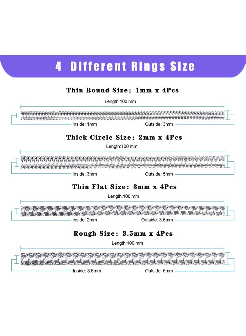 NXT Ring Sizer Adjuster for Loose Rings, 16 Pack 4 Sizes Invisible Ring Guards for Women and Men,Clear Silicone Ring Size Adjuster,Ring Resizer Tightener Spiral Ring Spacers Fitter - Image 2