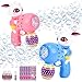 FIALAME Easter Bunny Bubble Gun for Kids 2 Pack Rabbit Bubble Machine Kit for Toddlers Easy OneButton Operation Easter Basket Stuffers Gift - Image 2