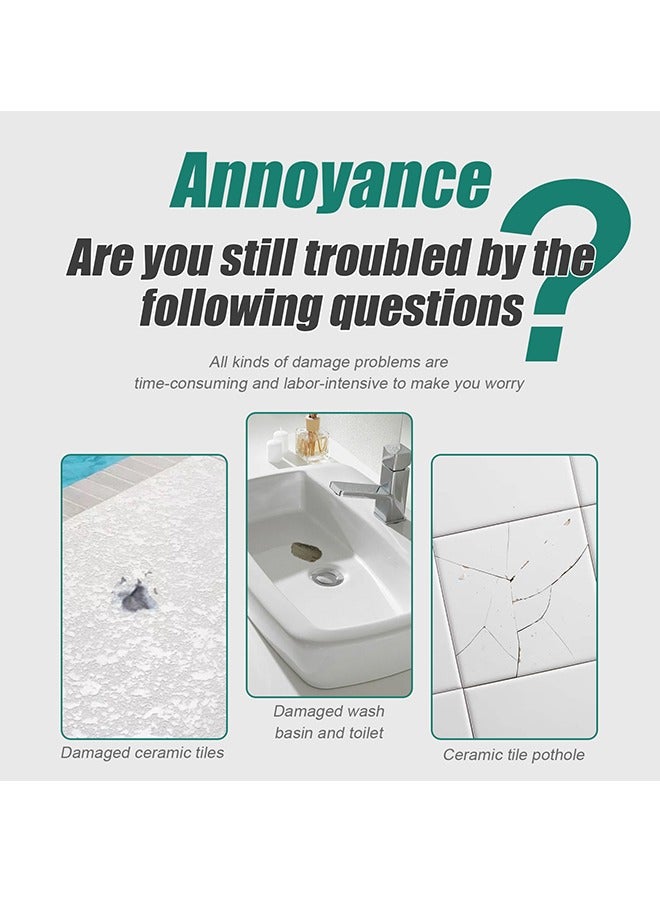 Ceramic Repair Paste - Water  Leak Resistant Hard - Drywall Repair Paste Set - Marble Glue Set (White) - Image 2