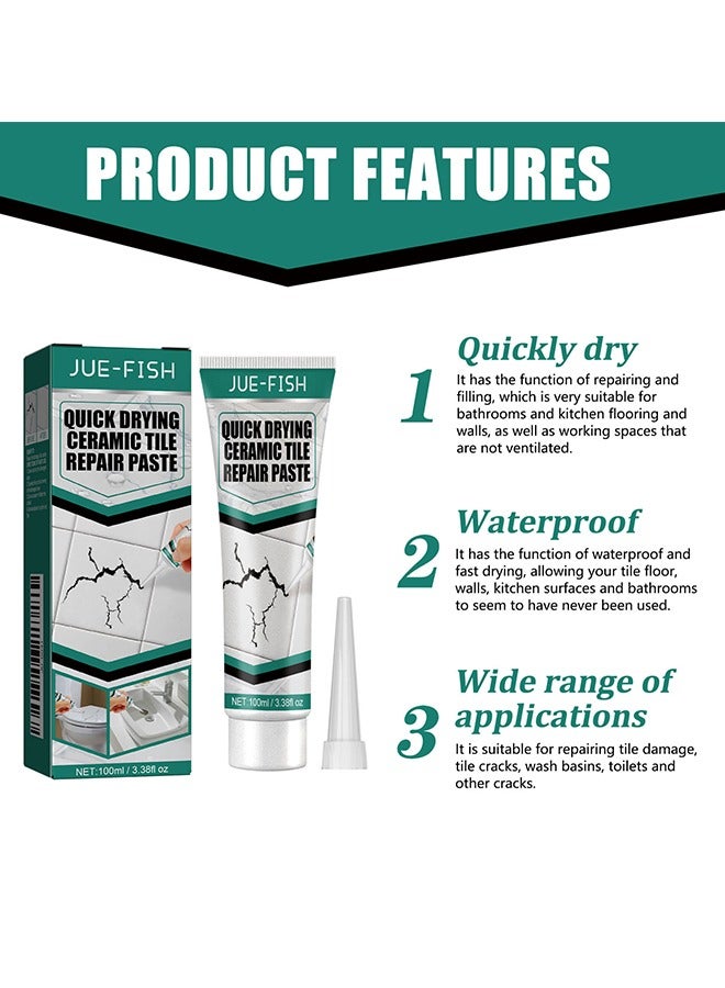 Ceramic Repair Paste - Water  Leak Resistant Hard - Drywall Repair Paste Set - Marble Glue Set (White) - Image 4