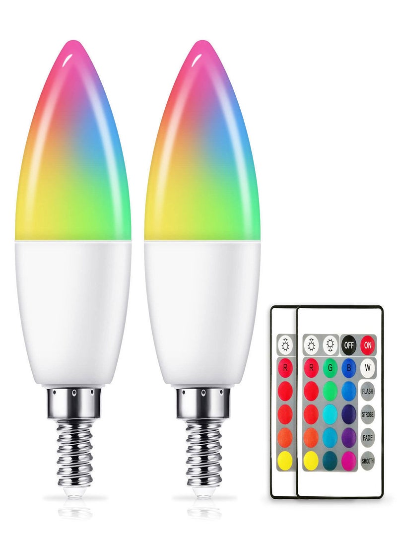 Y&D Color Changing Light Bulb, 17Colors E12 Candelabra Led 3W 350LM Multicolor Bulb with Remote Control, 4 Modes LED Bulbs for Home/Decoration/Party/KTV Mood Lighting (2 Pack)  - Image 1