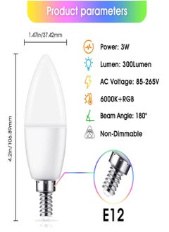Y&D Color Changing Light Bulb, 17Colors E12 Candelabra Led 3W 350LM Multicolor Bulb with Remote Control, 4 Modes LED Bulbs for Home/Decoration/Party/KTV Mood Lighting (2 Pack)  - Image 2
