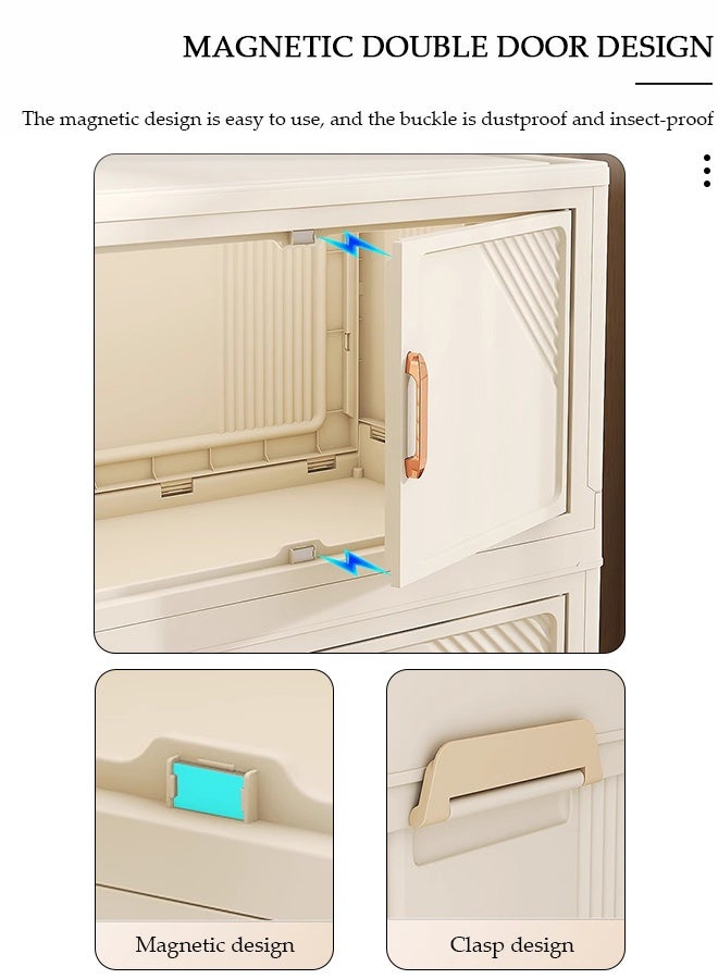 DUNISO 3 Tier Plastic Storage Organizer Foldable Storage Box Stackable Storage Bins with Lids and Wheels Closet Organizers Storage Cabinet for Clothes Toys Books 50cm Wide Collapsible Container for Home Office and Outdoor - Image 5