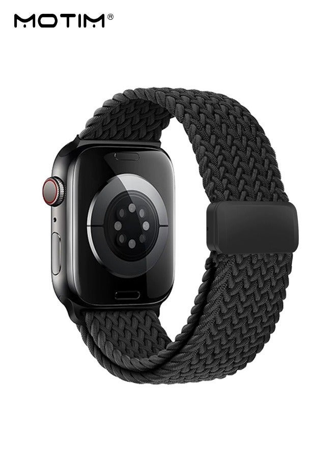 Motim 2 Pcs Strap for Apple iWatch Series 11/10 46mm, Magnetic Wristband Adjustable Nylon Braided Band Black and Blue - Image 5