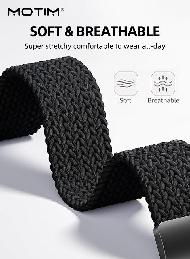 Motim 2 Pcs Strap for Apple iWatch Series 11/10 46mm, Magnetic Wristband Adjustable Nylon Braided Band Black and Blue - Image 4