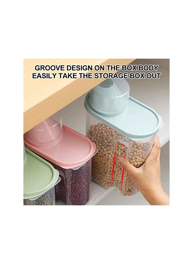 SKY-TOUCH Storage Containers 4Pcs With Measuring Cup 2.5L Airtight Plastic Kitchen And Pantry Storage Organizer Food Grade And Bpa Free For Cereal Dry Food Flour And Sugar - Image 3