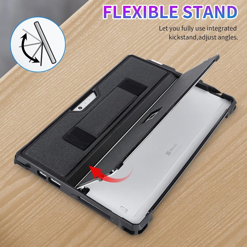 SSSÂ·GRGB Case for 12.3" Microsoft Surface Pro 7+/7/6/5/4/LTE Protective Rugged Cover Case, with Stylus Pen Holder and Hand Strap, Compatible with Type Cover Keyboard, Black - Image 5