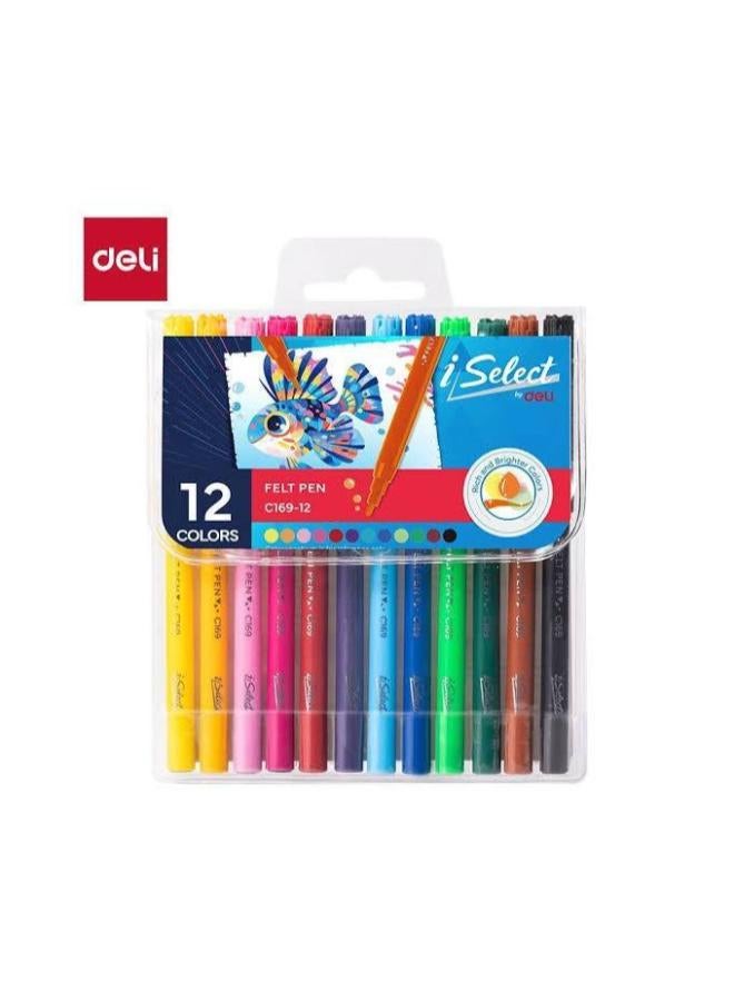 Deli Fine Tip Markers – 12 Pens