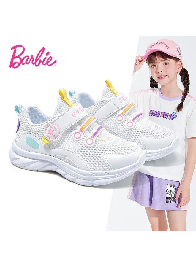 Barbie Kids Summer Sports Shoes Girls Mesh Sneakers Breathable White Shoes Da6301 White 33 - Image 1