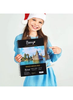 Bianyo Mixed Media Paper Pad A4 (8.26" X 11.69") 60 Sheets/Each 123 Lb/200 Gsm Pack Of 1 Pad Spiralbound Pad Ideal For Wet & Dry Media Like Art Marker Watercolor Acrylic Pastel Pencil  - Image 4