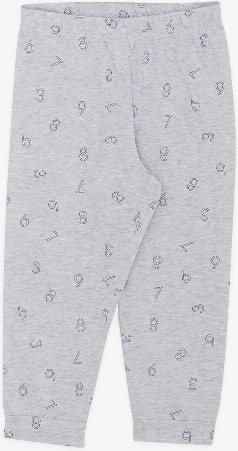 Macawi Breeze Girls & Boys Boy's Pajama Set, Number Patterned, 1.5-5 Years, Light Gray Melange