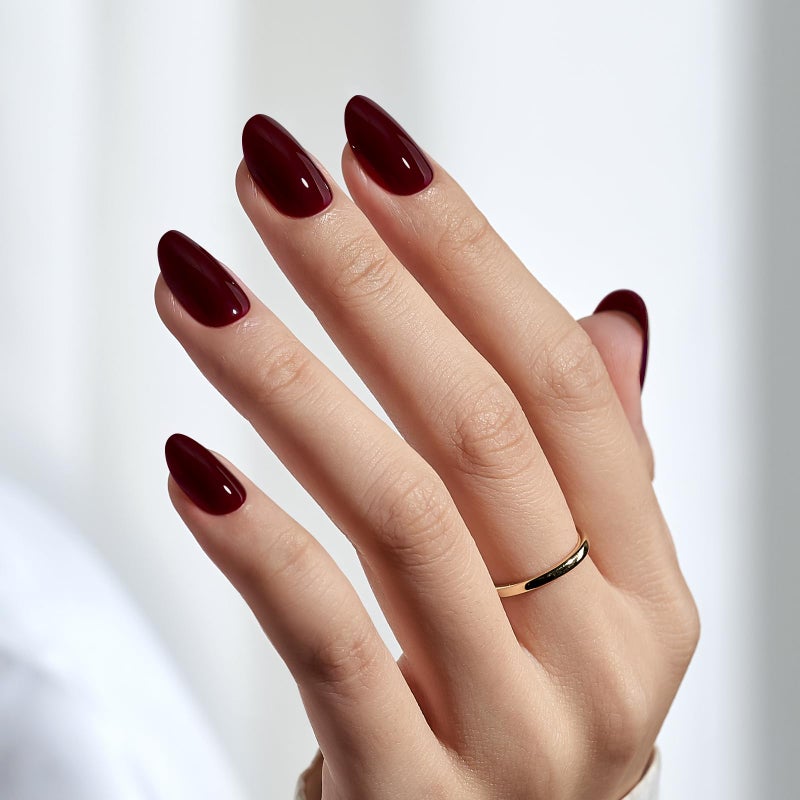 BTArtbox Press On Nails Short - Dark Red Press on Nails, Short Oval Fake Nails with Nail Glue, Fit Perfectly & Natural Reusable Stick on Nails in 16 Sizes Soft Gel Nail Kit, Coffee Bean - Image 3