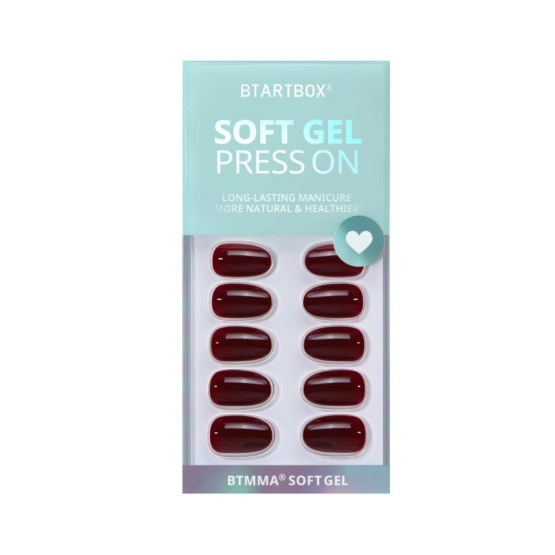 BTArtbox Press On Nails Short - Dark Red Press on Nails, Short Oval Fake Nails with Nail Glue, Fit Perfectly & Natural Reusable Stick on Nails in 16 Sizes Soft Gel Nail Kit, Coffee Bean - Image 5