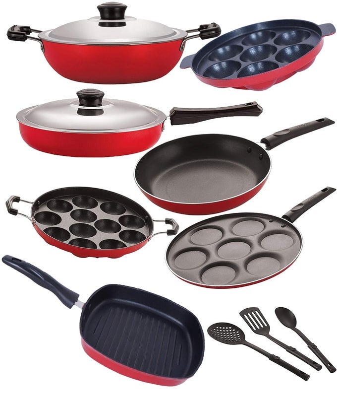 NON STICK POTS AND PANS NON STICK COOKWARE SET OF10 PIECES WITH BAKELITE HANDLE (2.6MM_DKD(J)_AP7_AP12_UP7_TP_GP24_FP12_3SPOON)
