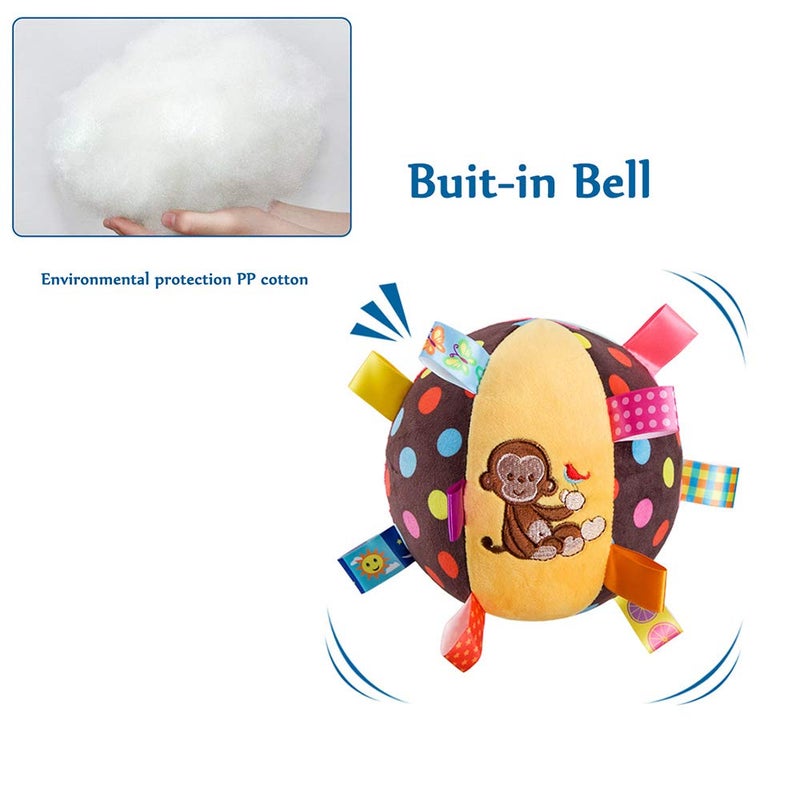 StoHua Baby Taggie Ball, Colorful Rattle Ball with Tags, Soft Plush Stuffed Animal Multi Sensory Toy for Early Educational, Ribbon Tag Toy for Baby Kids Toddlers Infants - Image 3