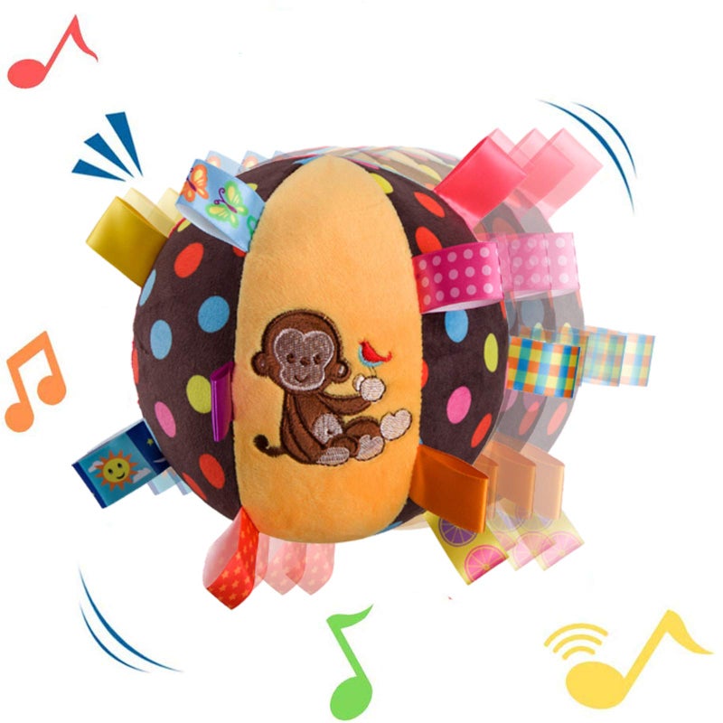 StoHua Baby Taggie Ball, Colorful Rattle Ball with Tags, Soft Plush Stuffed Animal Multi Sensory Toy for Early Educational, Ribbon Tag Toy for Baby Kids Toddlers Infants - Image 1