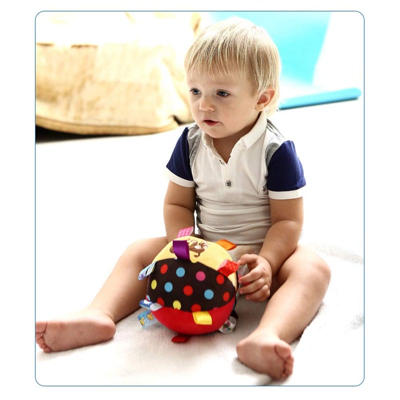 StoHua Baby Taggie Ball, Colorful Rattle Ball with Tags, Soft Plush Stuffed Animal Multi Sensory Toy for Early Educational, Ribbon Tag Toy for Baby Kids Toddlers Infants - Image 2