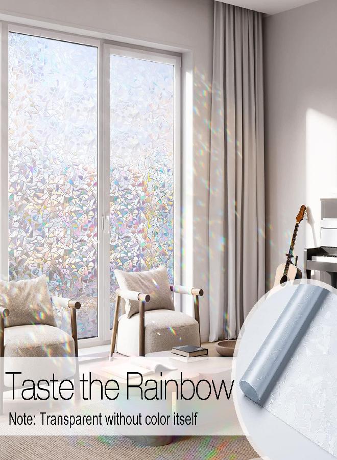 Rabbitgoo rabbitgoo Window Privacy Film, Rainbow Window Clings, 3D Decorative Window Vinyl, Stained Glass Window Decals, Static Cling Window Sticker Non-Adhesive, 17.5 x 78.7 inches
