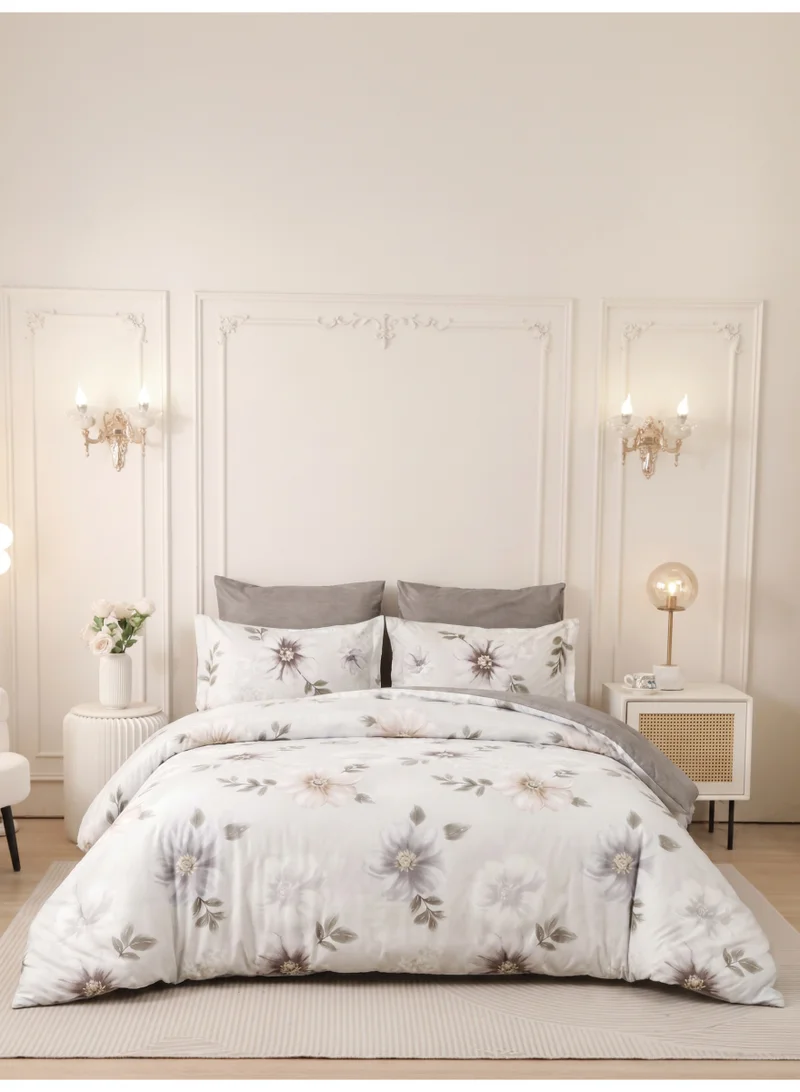 Printed Duvet Set, King Size Fits 200x200 cm - 6-Pcs Bed Set, Brushed Microfiber Fabric - 1 Duvet Cover, 1 Fitted Sheet, 2 Pillow Shams, 2 Pillowcases (Filler Not Included)