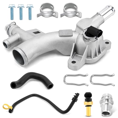 KAKO Upgraded 25193922 Aluminum Coolant Housing Water Outlet Compatible with 20112020 Chevrolet Cruze Sonic Trax Volt Buick Encore 14L Engine with Inlet Hose and Oil Cooler Hose Replace 13251447 902846 - Image 1
