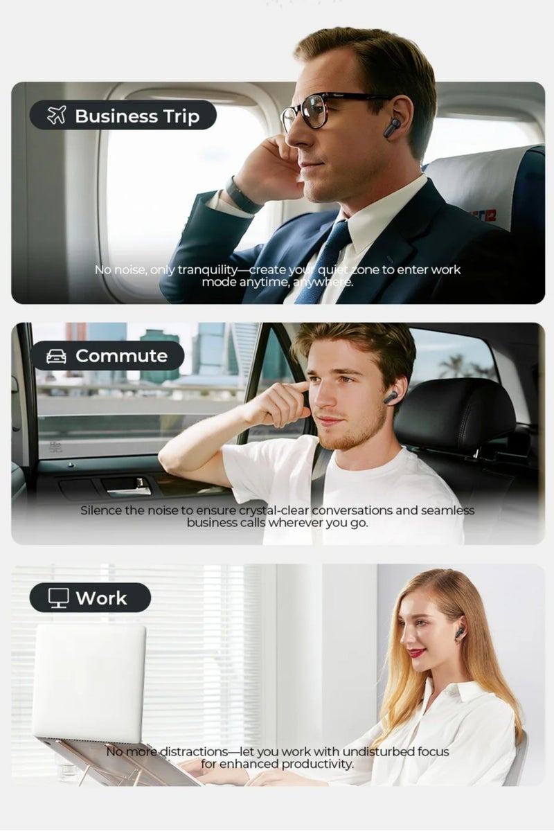 havit Bluetooth 6.0 Wireless Earbuds – Hybrid Active Noise Cancellation up to 45dB with Four Noise Isolating Microphones, Transparency Mode, 3D Surround Sound, Pair to Two Devices Simultaneously, Touch Control via Dedicated App, 30-Hour Playtime with Charging Case, Fast Charging with Type-C Port, Personalized Sound Settings, CE & RoHS Certified – Premium Earphones (Grey/White) - Image 4