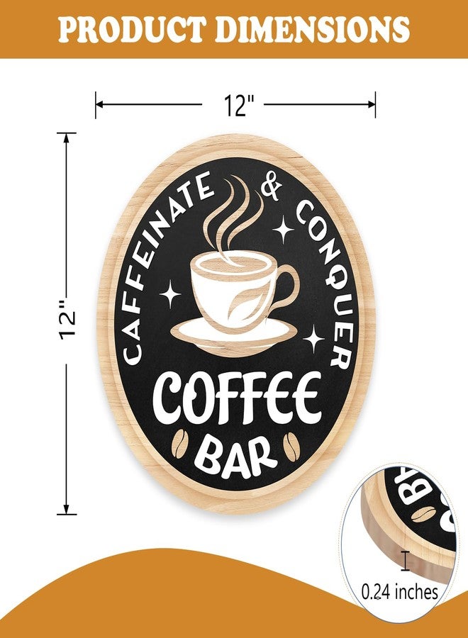 Bolisom Caffeinate and Conquer Coffee Bar Front Door Sign, Farmhouse Chalkboard Wood Hanger Home Kitchen Decor, Rustic Wooden Wreath Indoor Wall Hanging Office Cafe Station Shop Decoration - Image 2