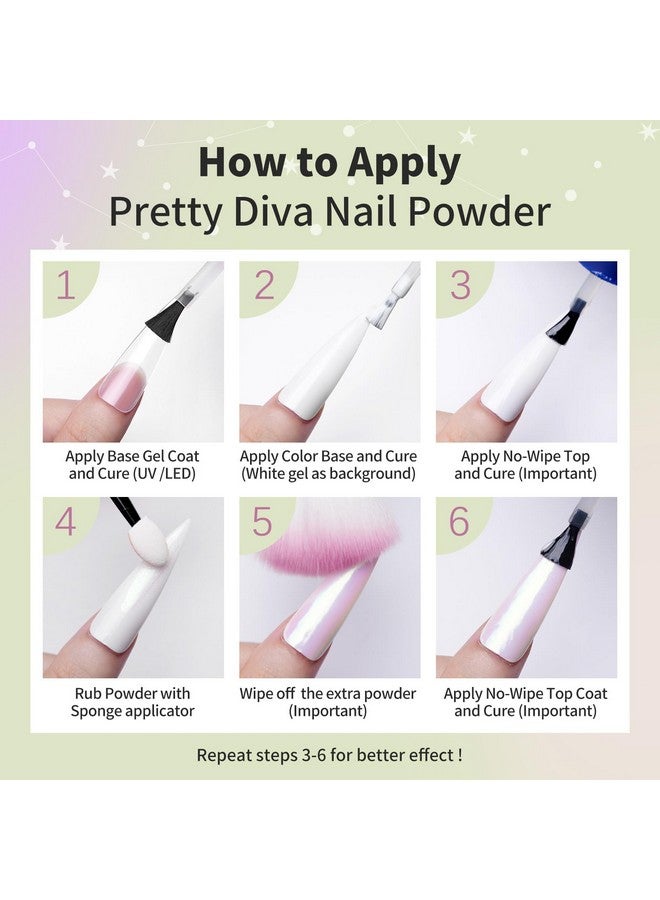 بريتي ديفا بودرة أظافر بريتي ديفا أورورا كروم - بودرة أظافر مونلايت كروم مع بودرة معدنية متعددة الألوان متغيرة اللون وتأثير المرآة، بودرة أظافر بصبغة قزحية اللون بتأثير أصفر ساحر - Image 4