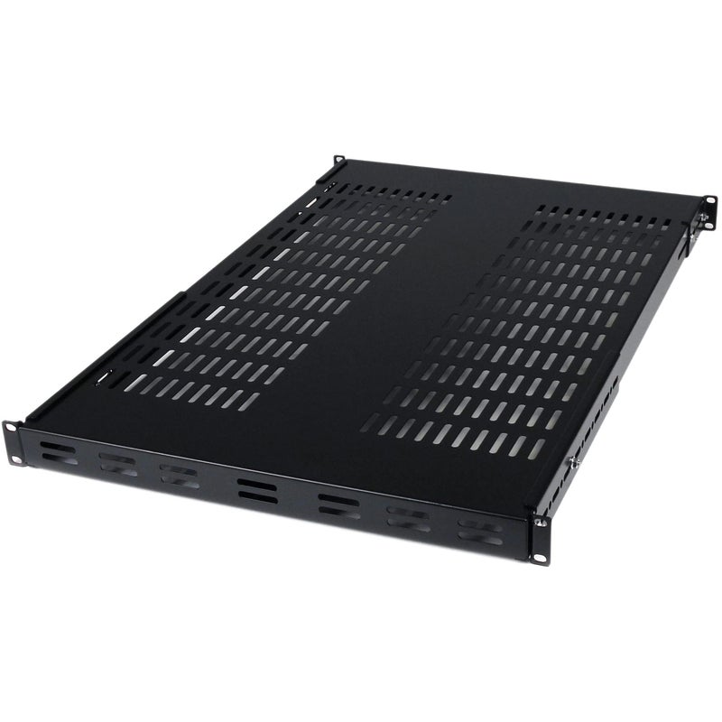 StarTech.com 1U Adjustable Vented Server Rack Mount Shelf - 175lbs - 19.5 to 38in Adjustable Mounting Depth Universal Tray for 19" AV/ Network Equipment Rack - 27.5in Deep , TAA (ADJSHELF) - Image 1