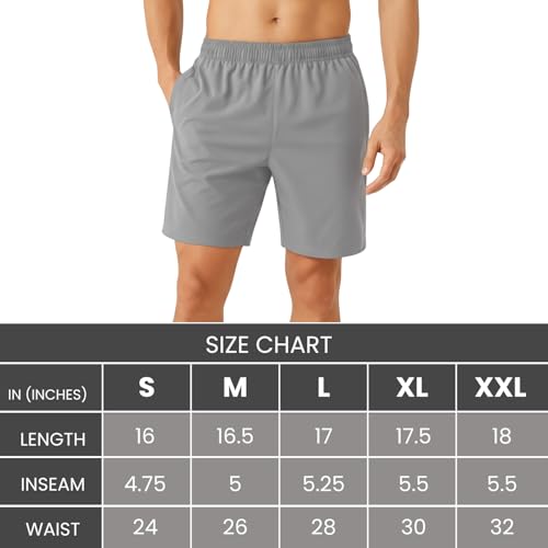NINQ Workout Half Pant for Man | Gym Shorts for Men with Drawstring Waist & Zipper Pockets | Stylish Lightweight Shorts Pant for Men Sports (in, Alpha, S, Regular, L.Grey+D.Grey) - Image 4