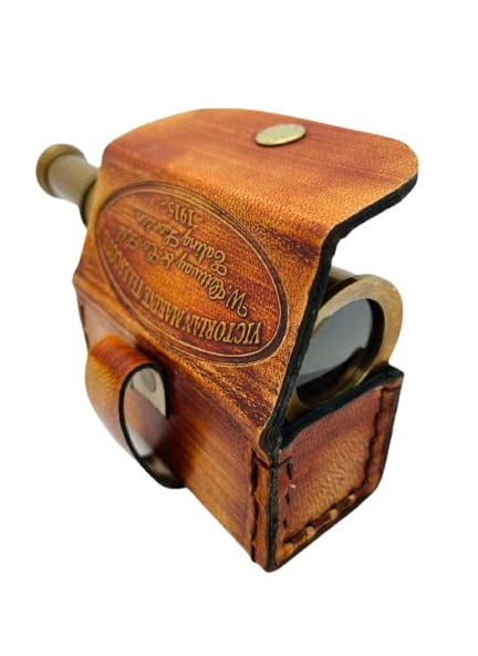 Generic 6 Inches Handmade Spyglass Antique Finish Reproduction Telescope Monocular Brass Replica with Leather Case Vintage Pirate Spyglass Telescope Vintage Home Decor Gift  - Image 2