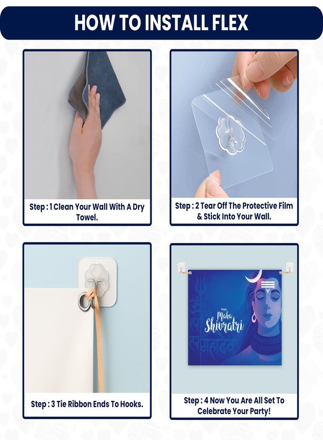 1iAM Shivratri Decoration Flex 4x3ft | Maha Shivratri Printed Blue Flex Backdrop, Hooks & Ribbon For Wall Backdrop Decoration | Traditional Puja Decorative Set For Home, Office, Pandal & Temple - Image 4