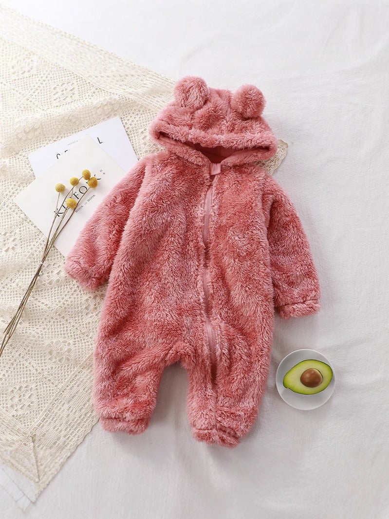 You Zai Tai Baby Winter Romper Fleece Overall Newborn Warm Bear Pajamas Boys Girls - Image 5