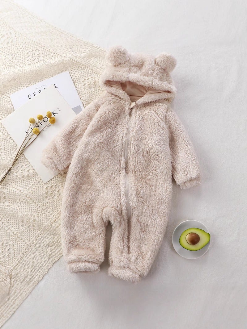 You Zai Tai Baby Winter Romper Fleece Overall Newborn Warm Bear Pajamas Boys Girls - Image 4