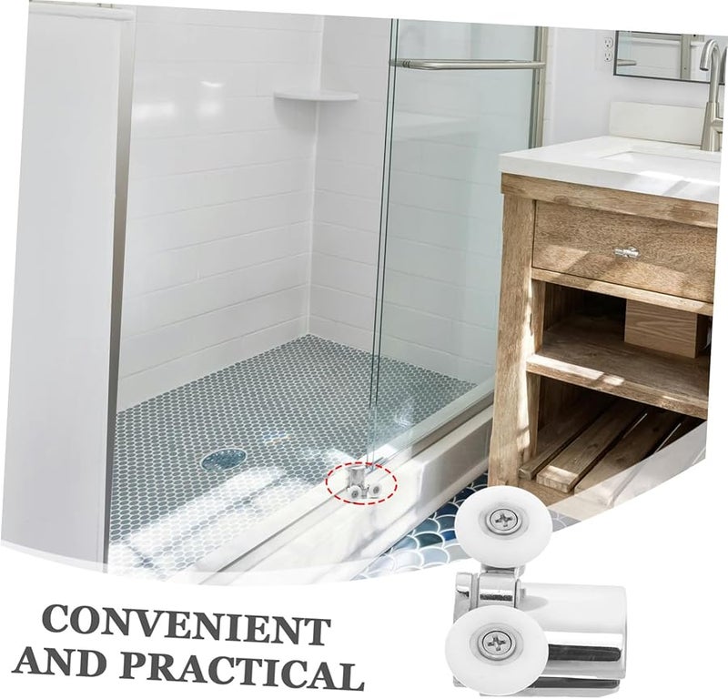 بكرات باب الحمام مجموعتان تصميم بعجلات مزدوجة مسارات باب الحمام - Image 4