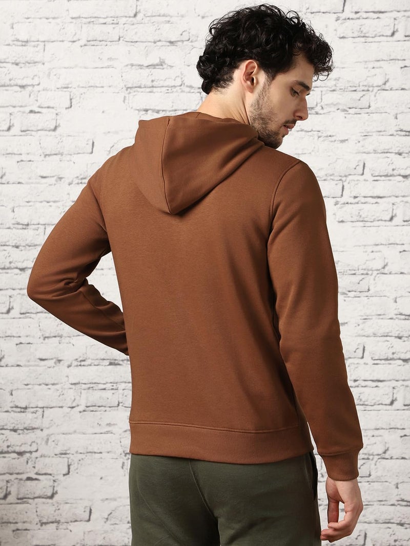 NOBERO Men Regular Fit Graphic Printed Hooded Sweatshirt(1M-TWHO-C1377-MO2_Mocha Bisque_S) - Image 4