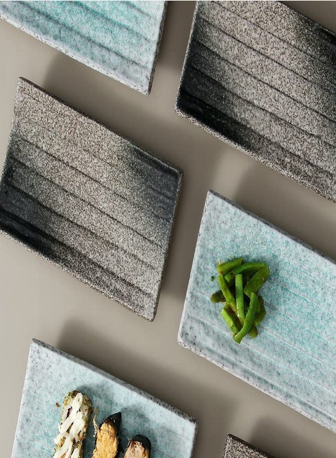 Uaral Sushi Plate Japanese Plates 8.5 inch Ceramic Sashimi Plate,4 Piece Rectangle Sushi Dishes(Light Blue) - Image 3