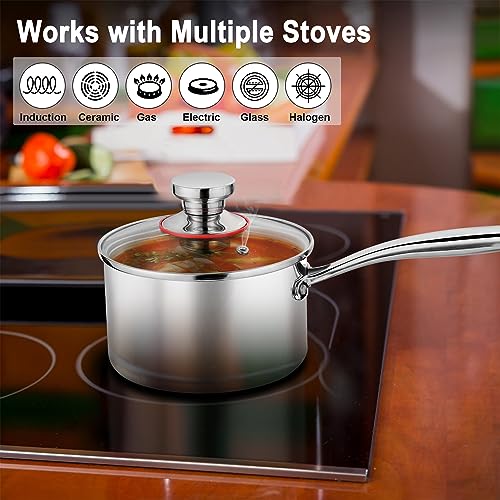 P&P CHEF 3 Quarts Tri-Ply Stockpot and Saucepan, Stainless Steel Sauce Pan with Lid, Cooking Induction Pot, Kitchen Cookware for All Stoves, Non-Toxic, Durable & Dishwasher Safe, 1 Piece - Image 5