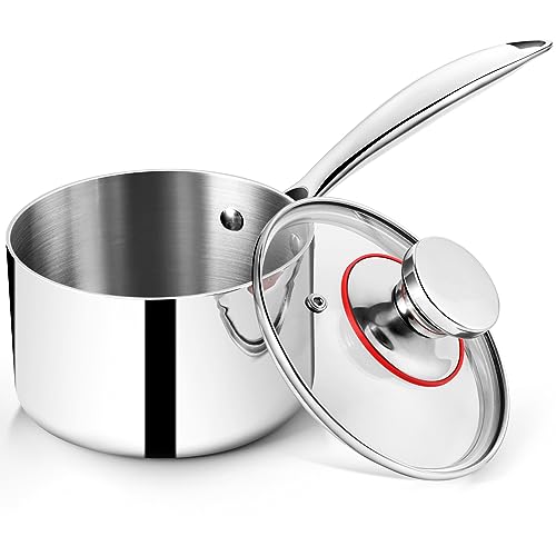 P&P CHEF 3 Quarts Tri-Ply Stockpot and Saucepan, Stainless Steel Sauce Pan with Lid, Cooking Induction Pot, Kitchen Cookware for All Stoves, Non-Toxic, Durable & Dishwasher Safe, 1 Piece - Image 1