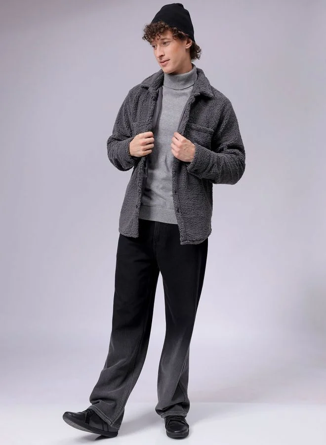 The Indian Garage Co Men Casual Regular Plain/Basic Collared Neck Curved Shirt