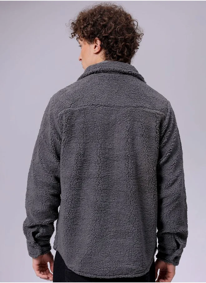 The Indian Garage Co Men Casual Regular Plain/Basic Collared Neck Curved Shirt