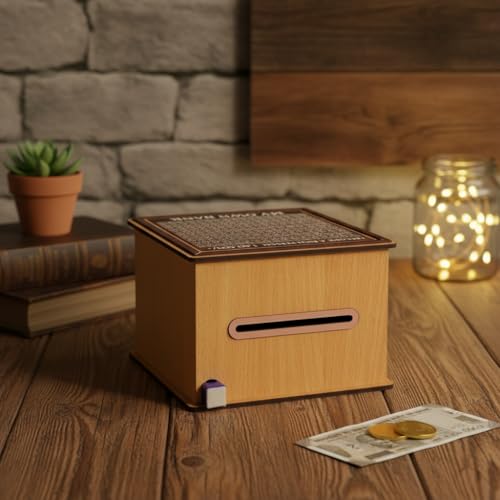 Laser Art Money Saving Box for Kids and Adults | Wooden Money Bank with Lock | Big Size Piggy Bank 2 Lakh Target | 1 Lakh Saving Box with Numbers | Undiyal Hundi Pig (Money Bank) - Image 5