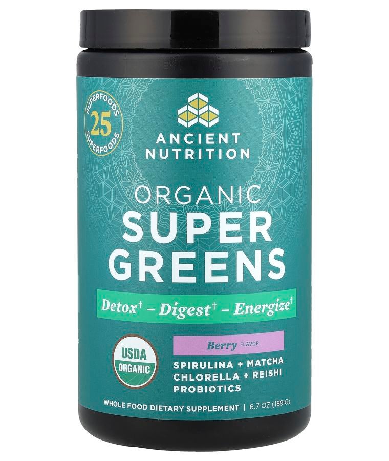 Ancient Nutrition Organic Super Greens Berry 6.7 oz (189 g)
