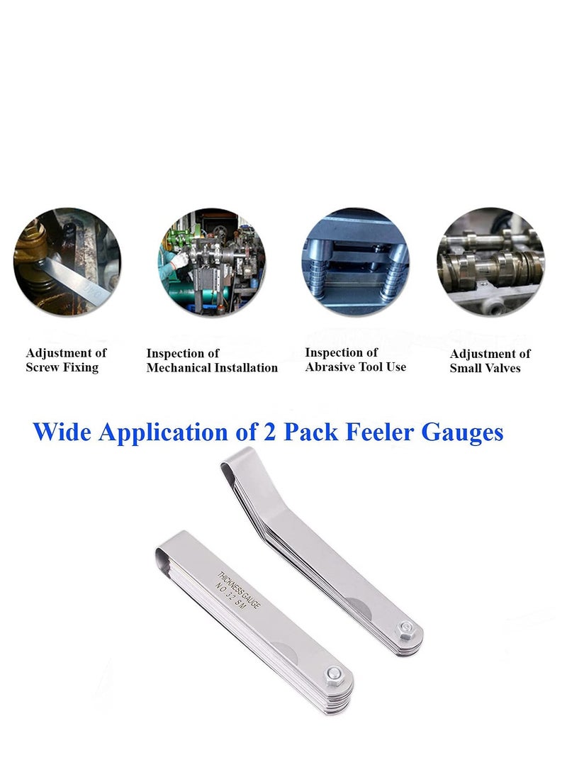 KASTWAVE - 2Pcs Feeler Gauge with 32-Blade and Offset Feeler Gauge with 16-Blade, Gauge Dual Marked Metric and Imperial Gap Measuring Tool - Image 1