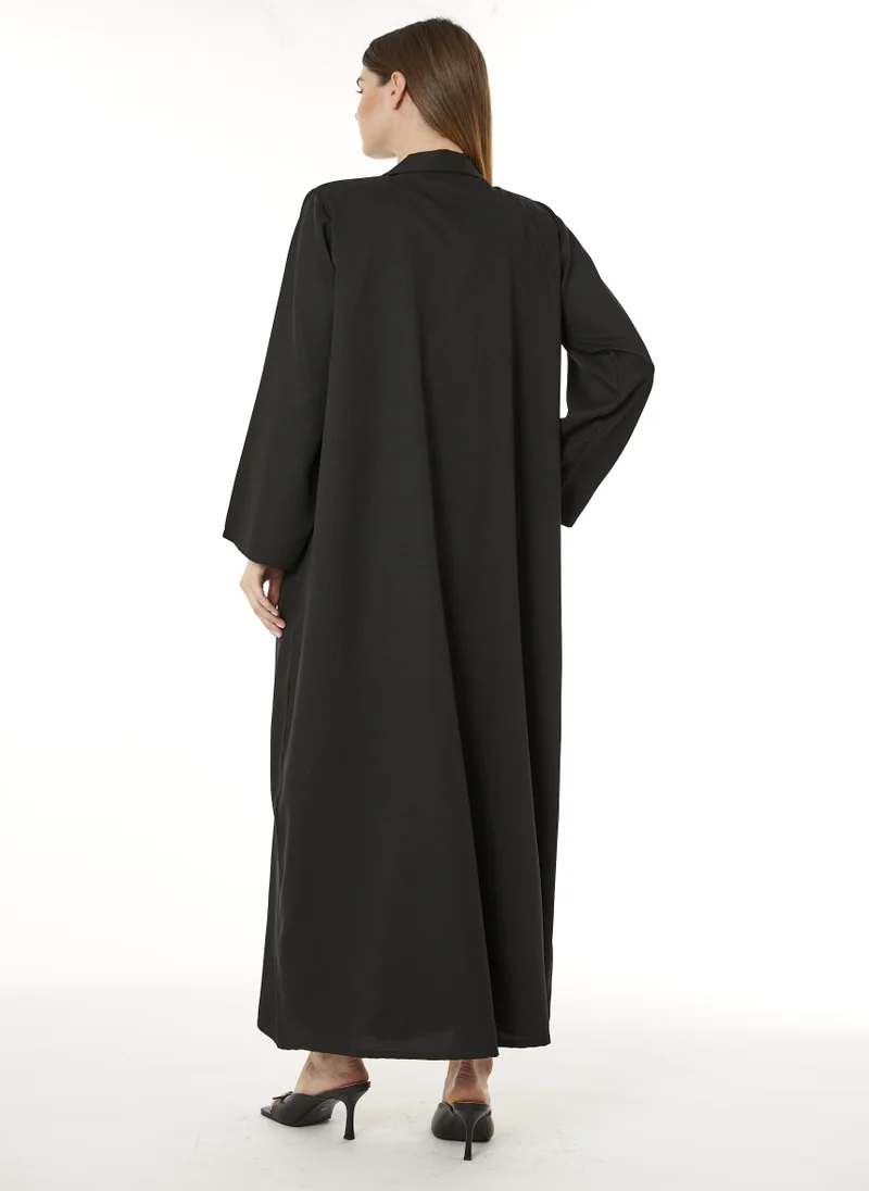 Moistreet  MOiSTREET Black Indonesian Crepe Hand Embellished Abaya for Women | Best Price UAE
