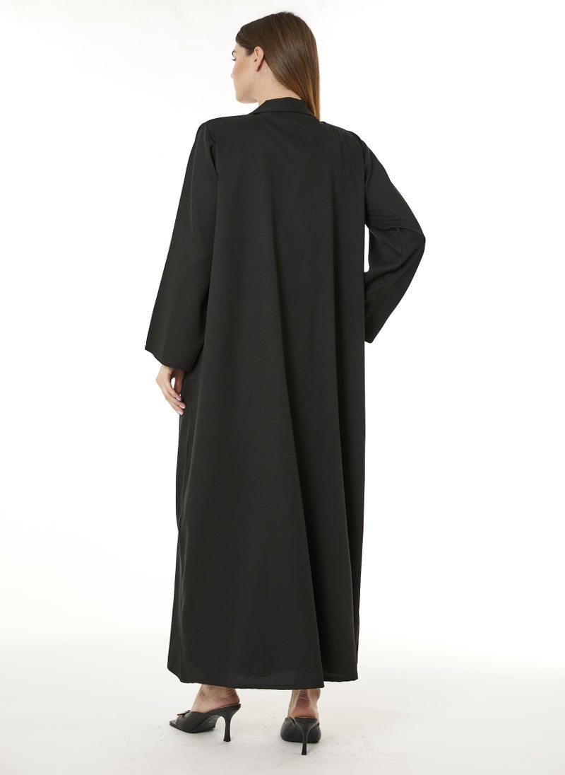 مويستريت عباية إندونيسية سوداء من الكريب مزينة يدوياً - Image 5