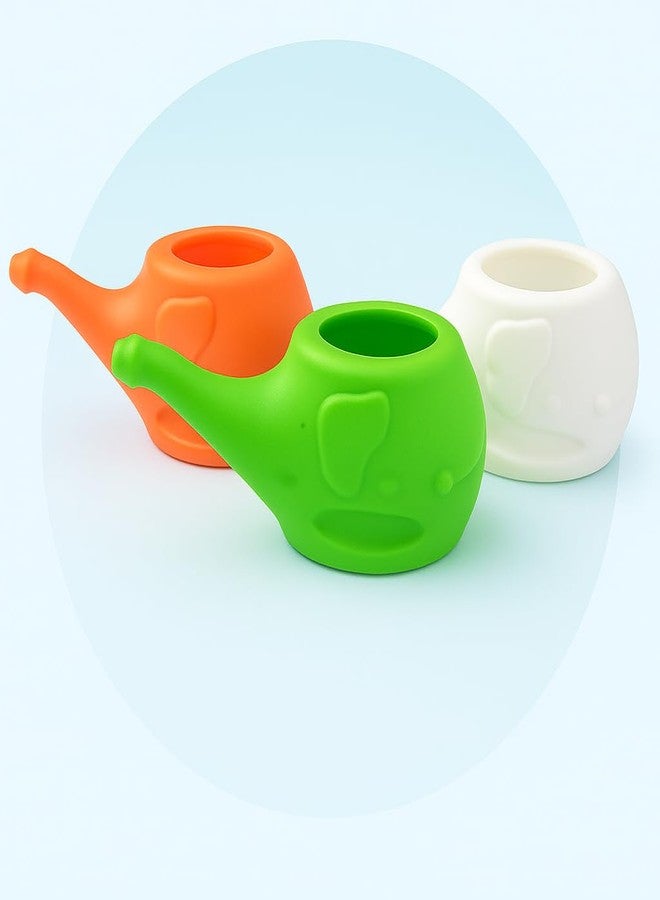 نيونيك وعاء نيتي بلاستيكي من نيونيك على شكل فيل | وعاء غسيل أنفي لتخفيف احتقان الجيوب الأنفية، ونزلات البرد، والحساسية | تصميم سهل التدفق، وفوهة ناعمة، وخفيف الوزن ومتين (لون أبيض - عبوة من قطعتين) - Image 3