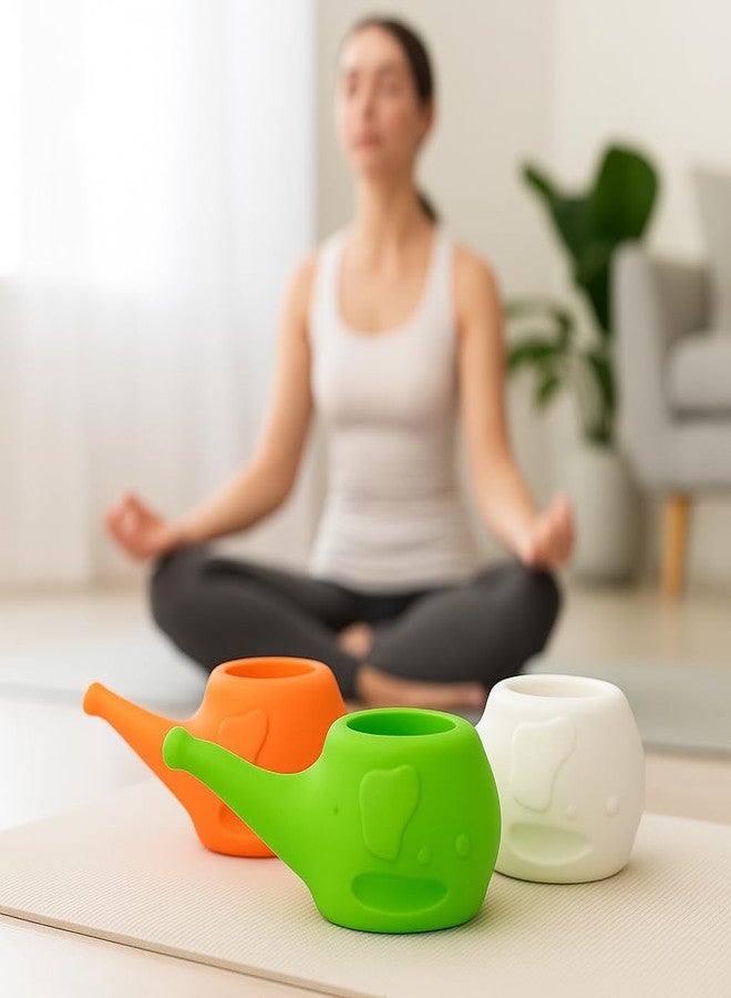 نيونيك وعاء نيتي بلاستيكي من نيونيك على شكل فيل | وعاء غسيل أنفي لتخفيف احتقان الجيوب الأنفية، ونزلات البرد، والحساسية | تصميم سهل التدفق، وفوهة ناعمة، وخفيف الوزن ومتين (لون أبيض - عبوة من قطعتين) - Image 2