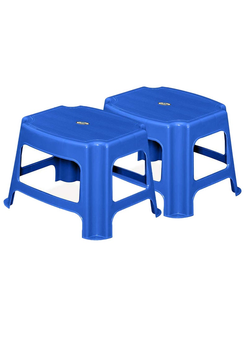 NILKAMAL Nilkamal Plastic Stool, Set of 2 - Blue  - Image 1